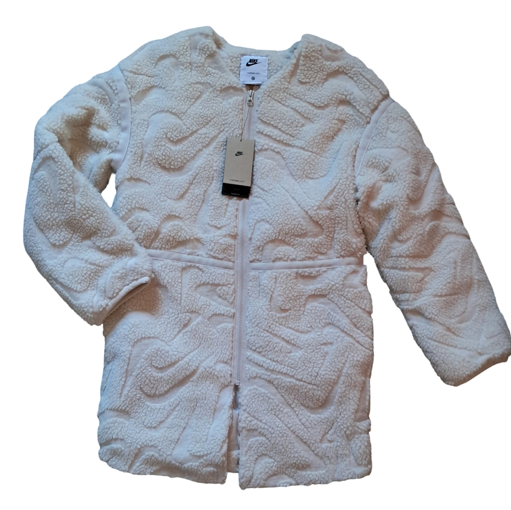 Nike LAST ONE Women's Loose Fit High-Pile Sherpa Fleece Jacket Coat XS NWT - Picture 2 of 8